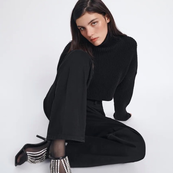 Zara Sweaters - Zara Cropped Ribbed Turtleneck Sweater
